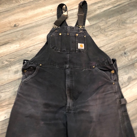 Carhartt Black Double Knee Overalls 42 x 34 Semi Distressed. 
great look - Picture 4 of 11